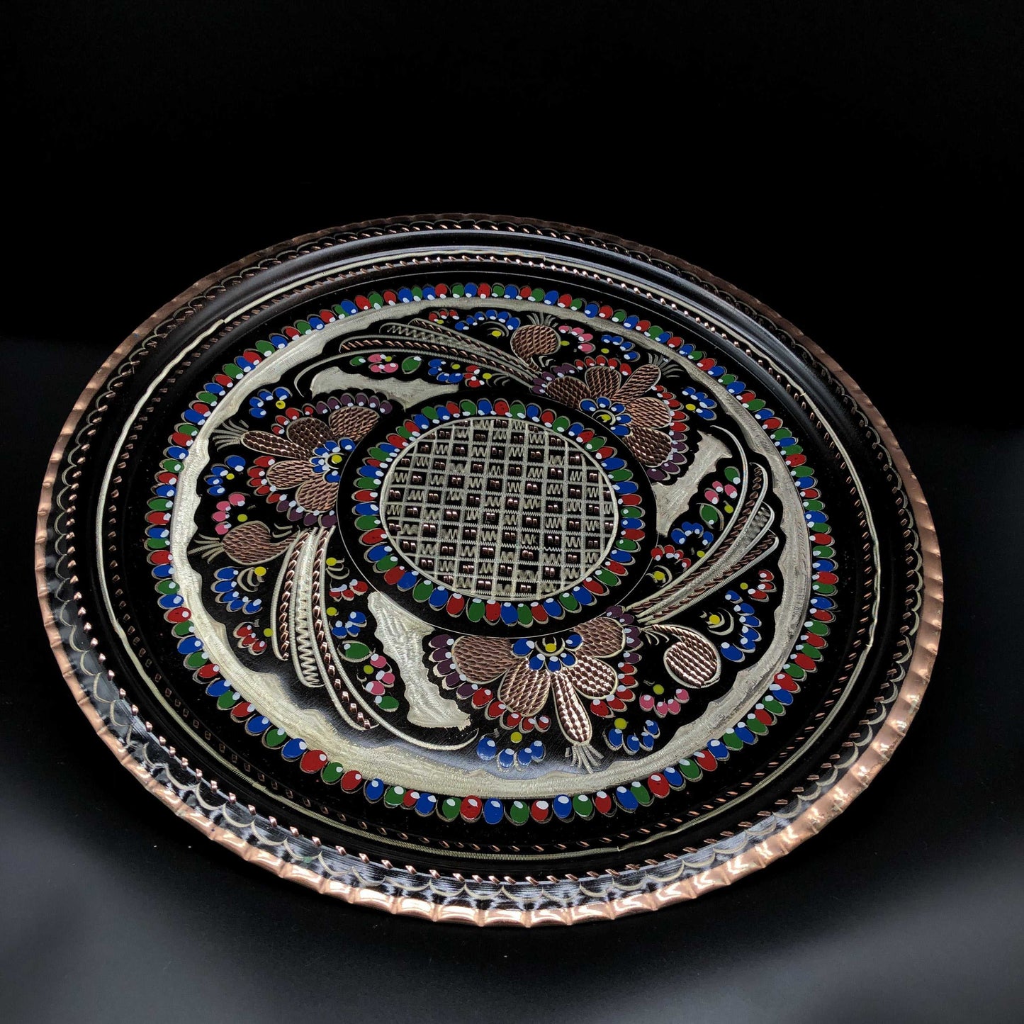 Turkish Round Tray and handpainted colored