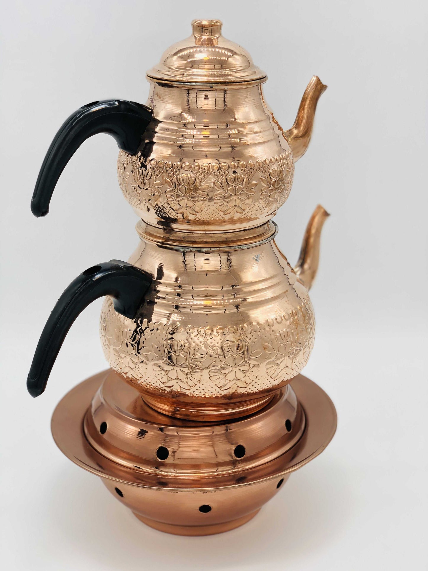 Copper Double Tea Pot with Tea Warmer