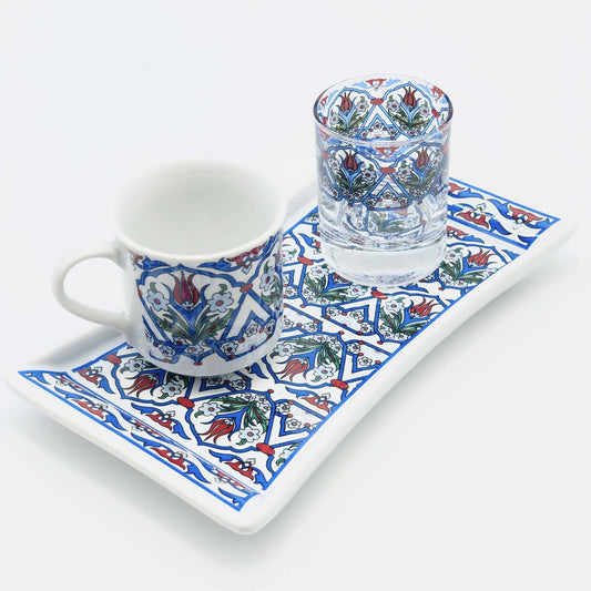 One Person Turkish Coffee Set Blue Tulip