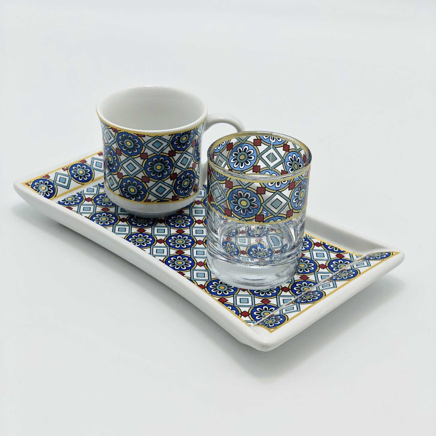 One Person Turkish Coffee Set Blue Chamomile