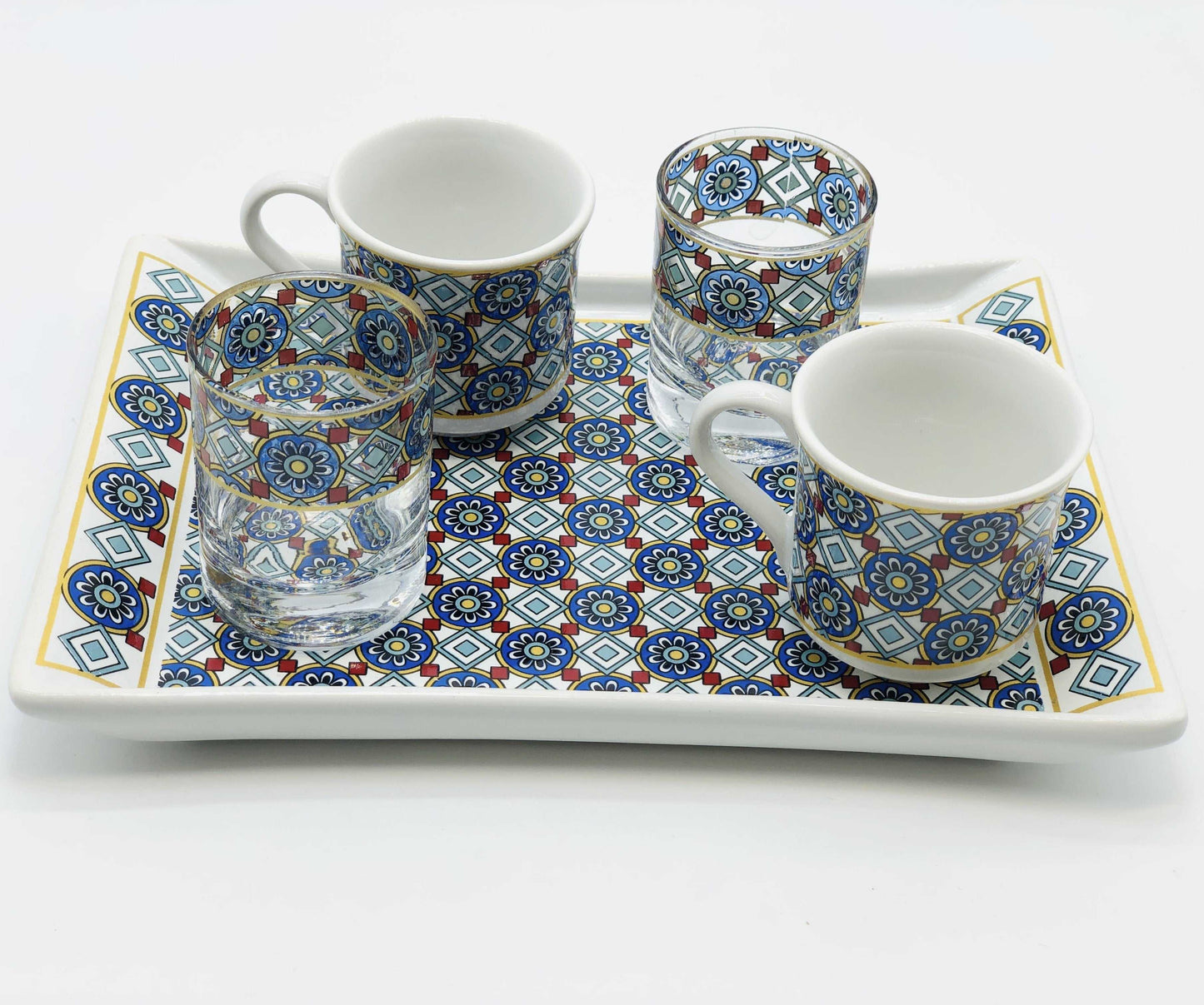 Two Person Turkish Coffee Set Blue Chamomile