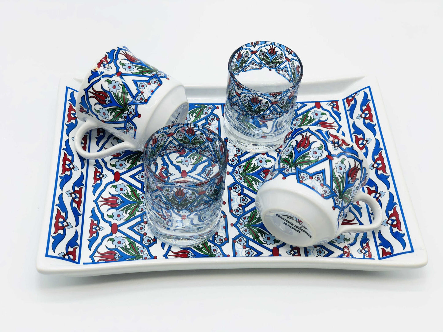Two Person Turkish Coffee Set Blue Tulip