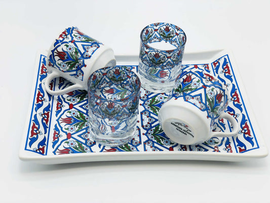 Two Person Turkish Coffee Set Blue Tulip