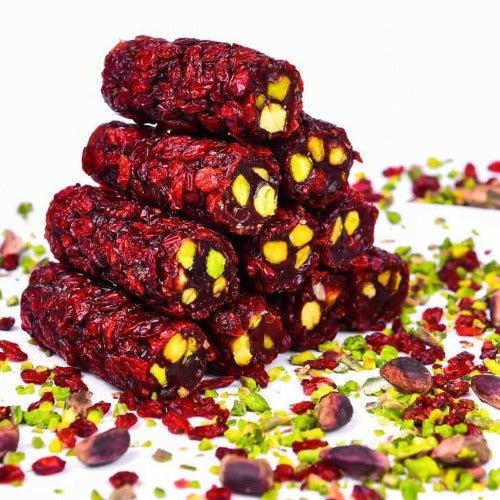 Finger Turkish Delight  Pomegranate with Pistachio Covered Sourberry