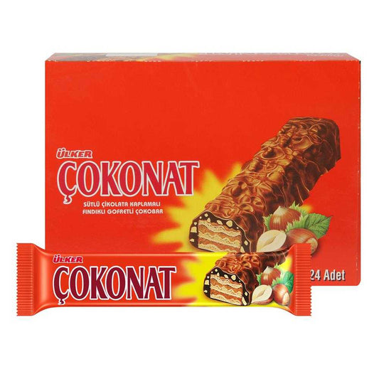ULKER COKONAT  MILK CHOCOLATE WITH HAZELNUT WAFER  24 P.c