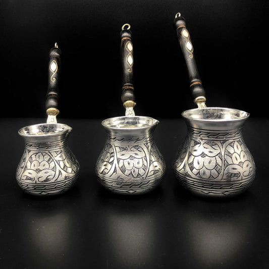 Turkish Tradional Cooper Coffee Maker (cezve) handcrafted and handpainted