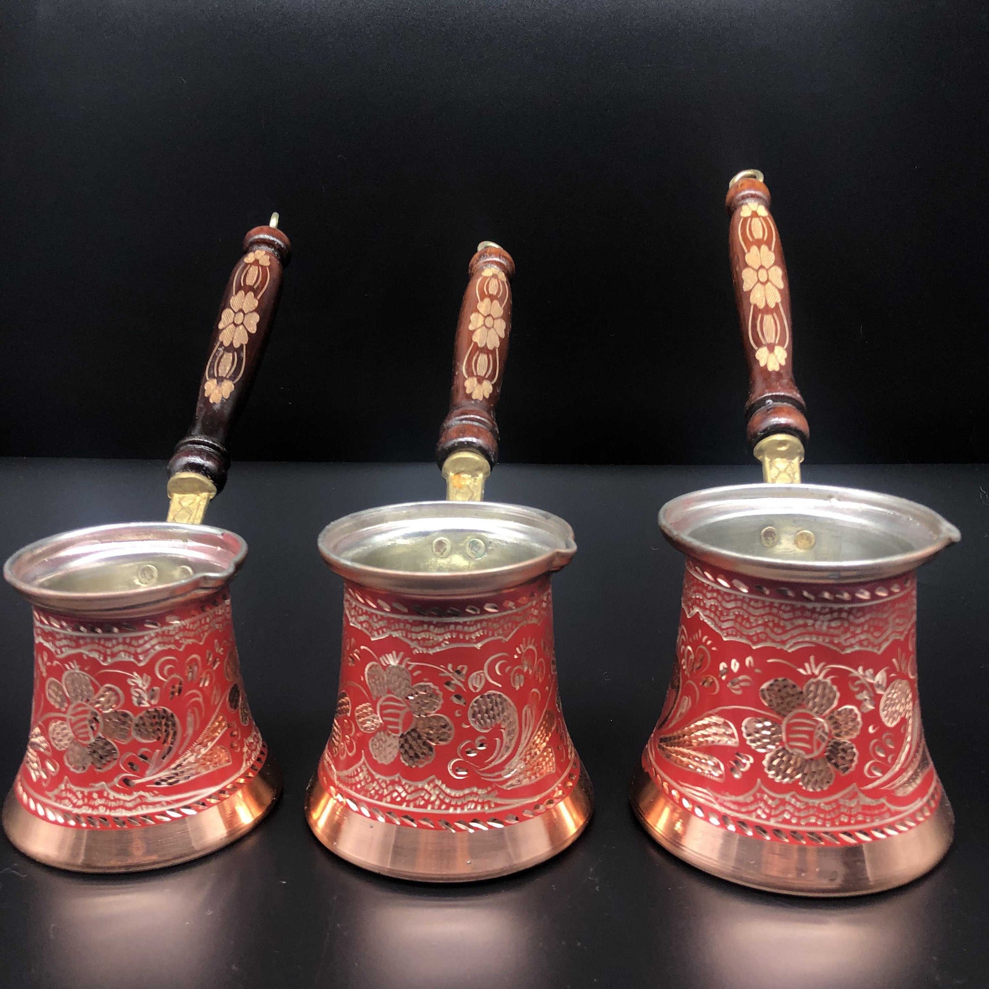 Turkish Tradional Cooper Coffee Maker Red Colered