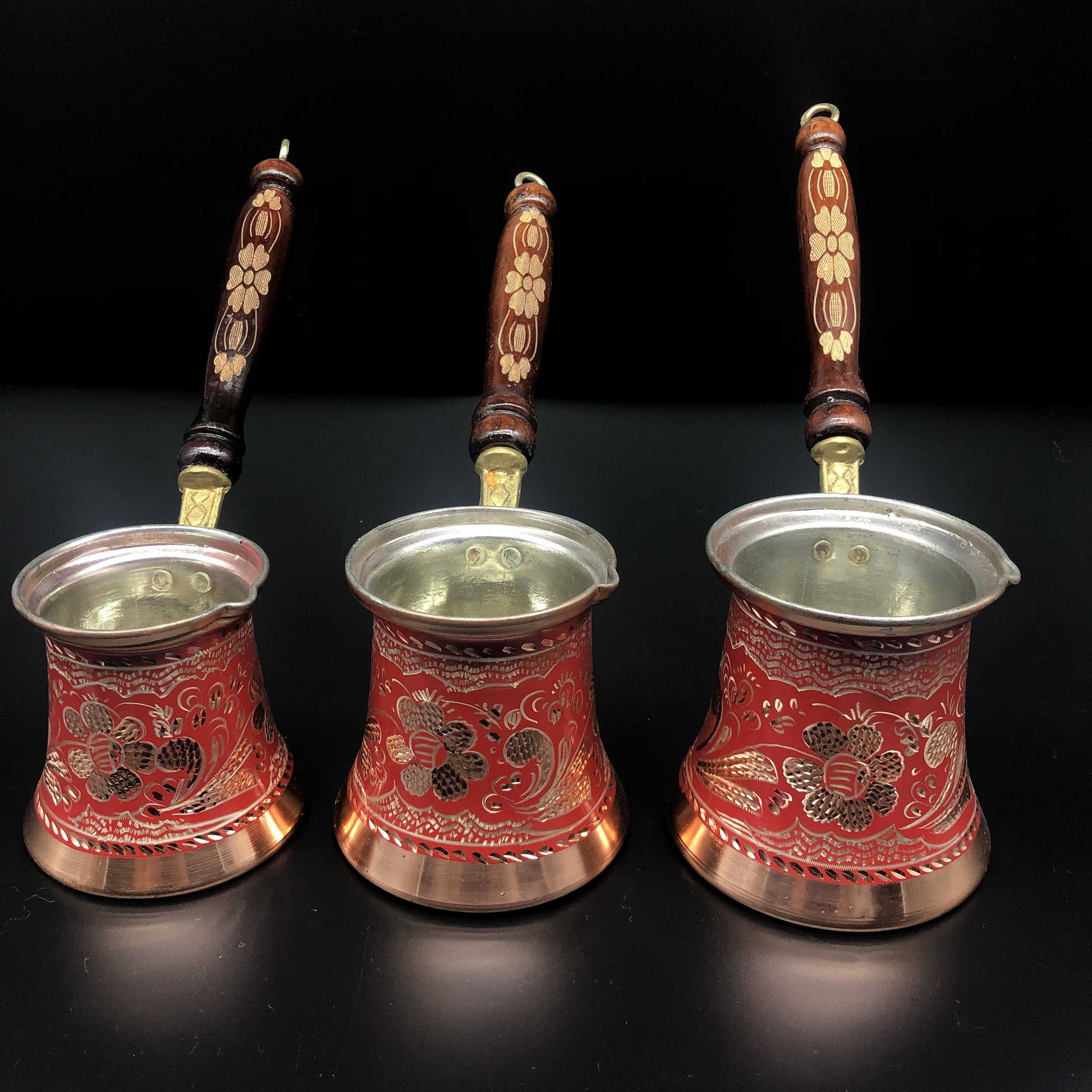 Turkish Tradional Cooper Coffee Maker Red Colered