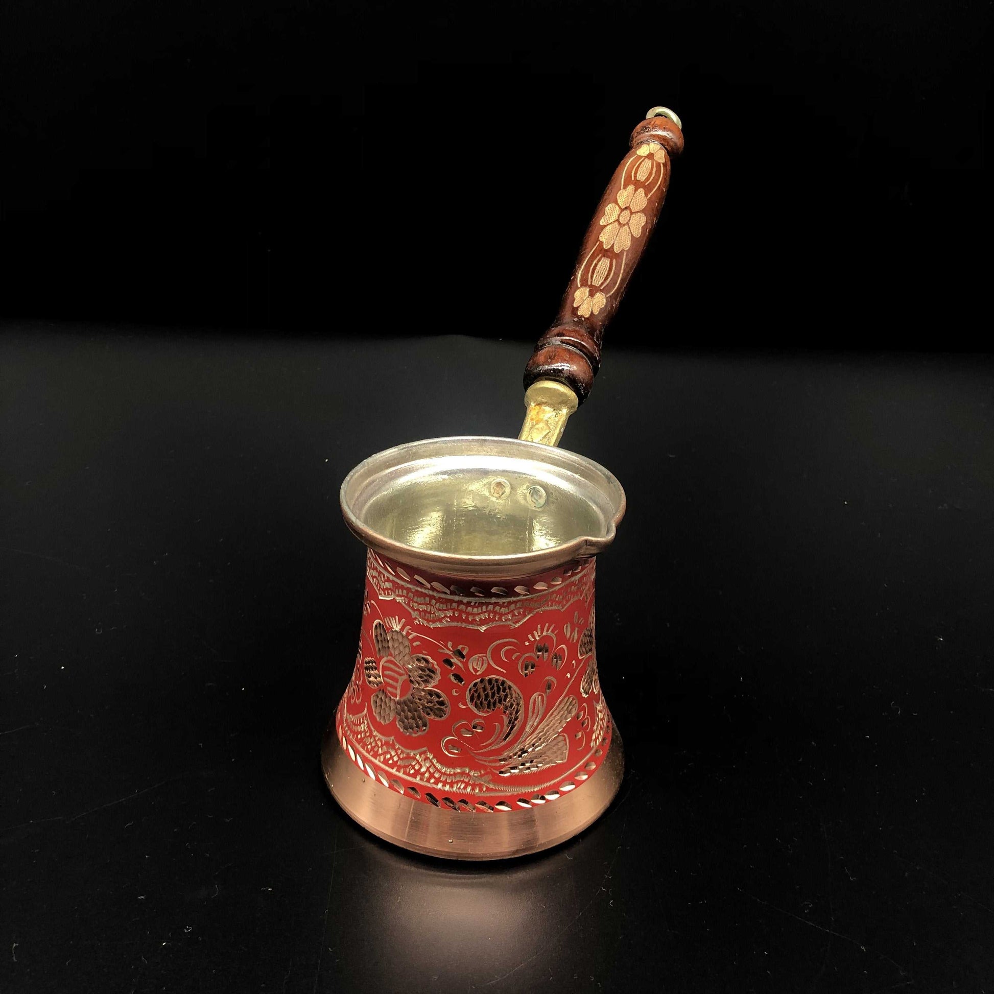 Turkish Tradional Cooper Coffee Maker Red Colered