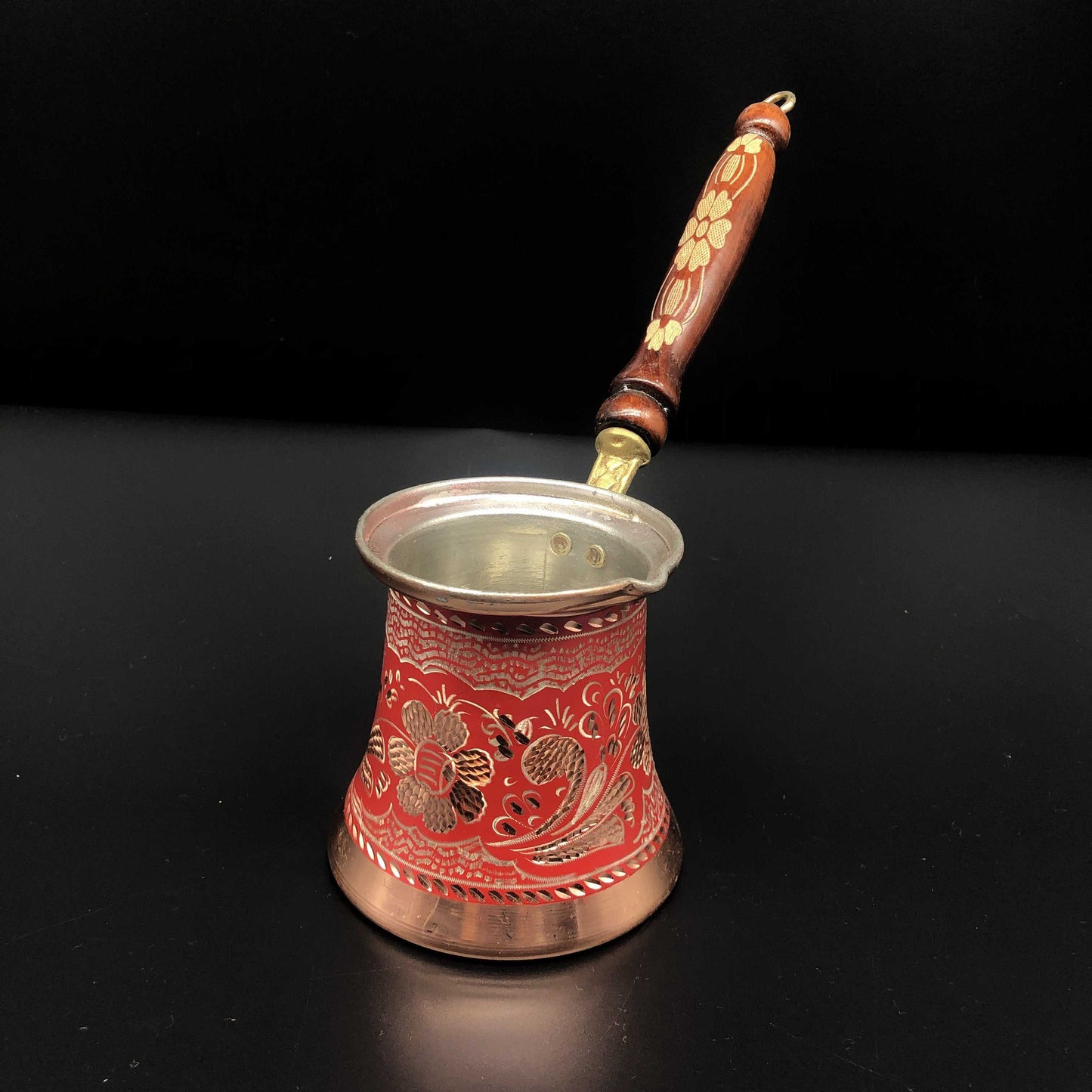 Turkish Tradional Cooper Coffee Maker Red Colered