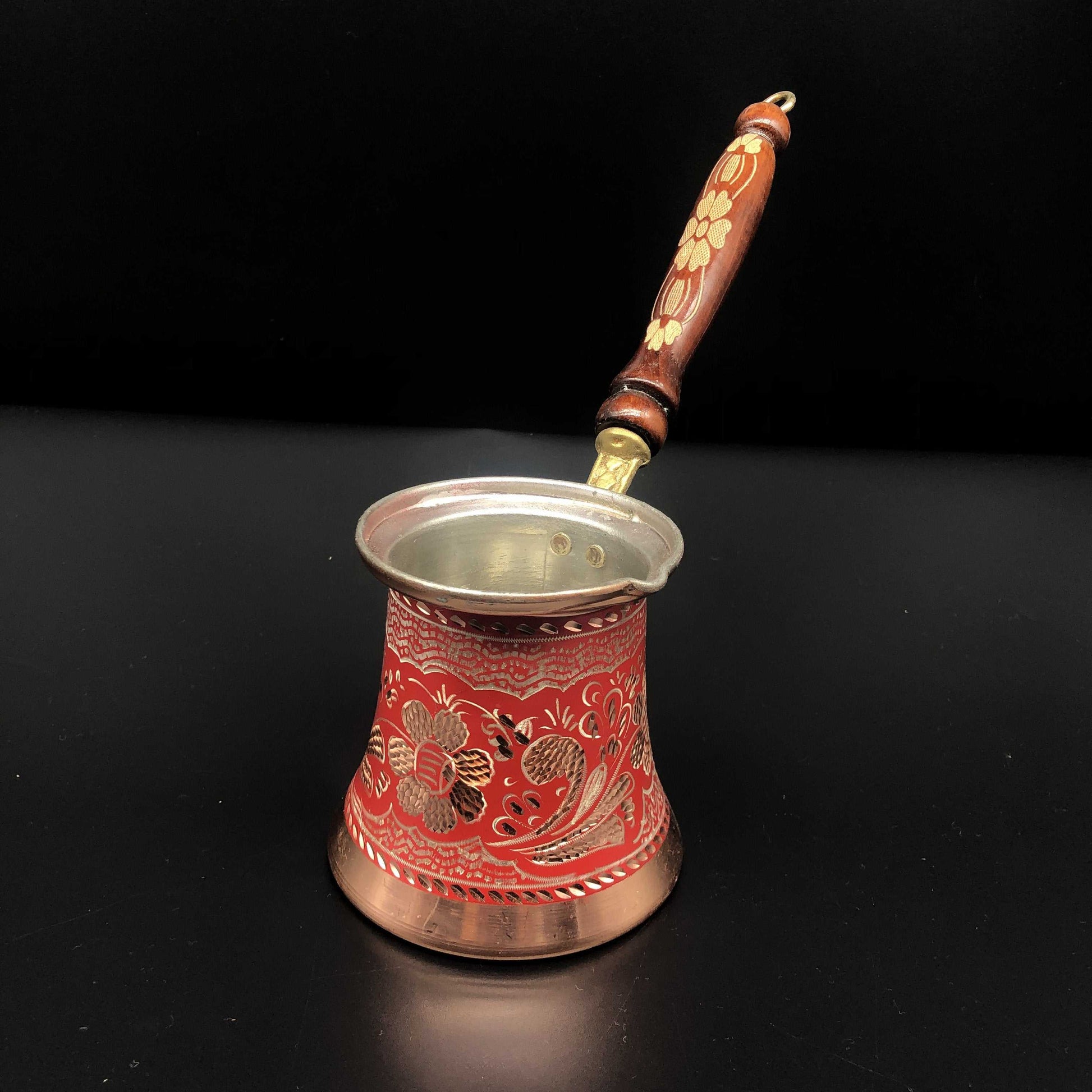 Turkish Tradional Cooper Coffee Maker Red Colered
