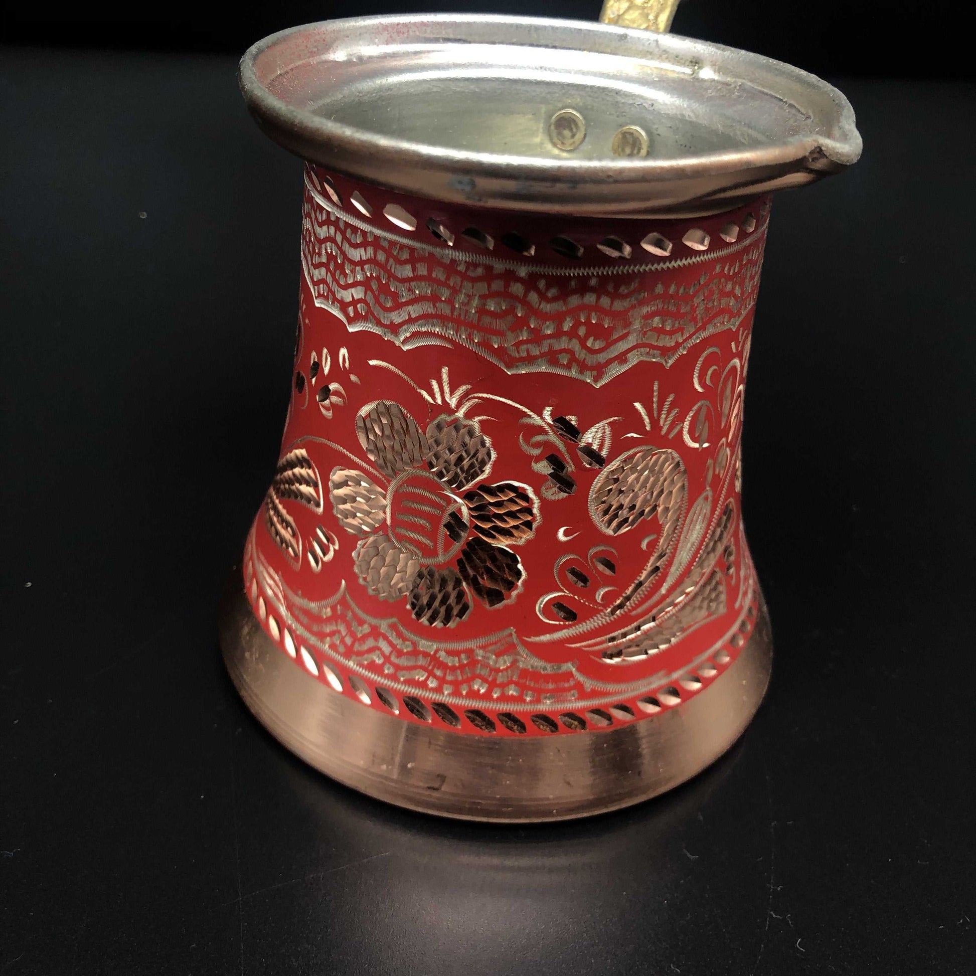 Turkish Tradional Cooper Coffee Maker Red Colered