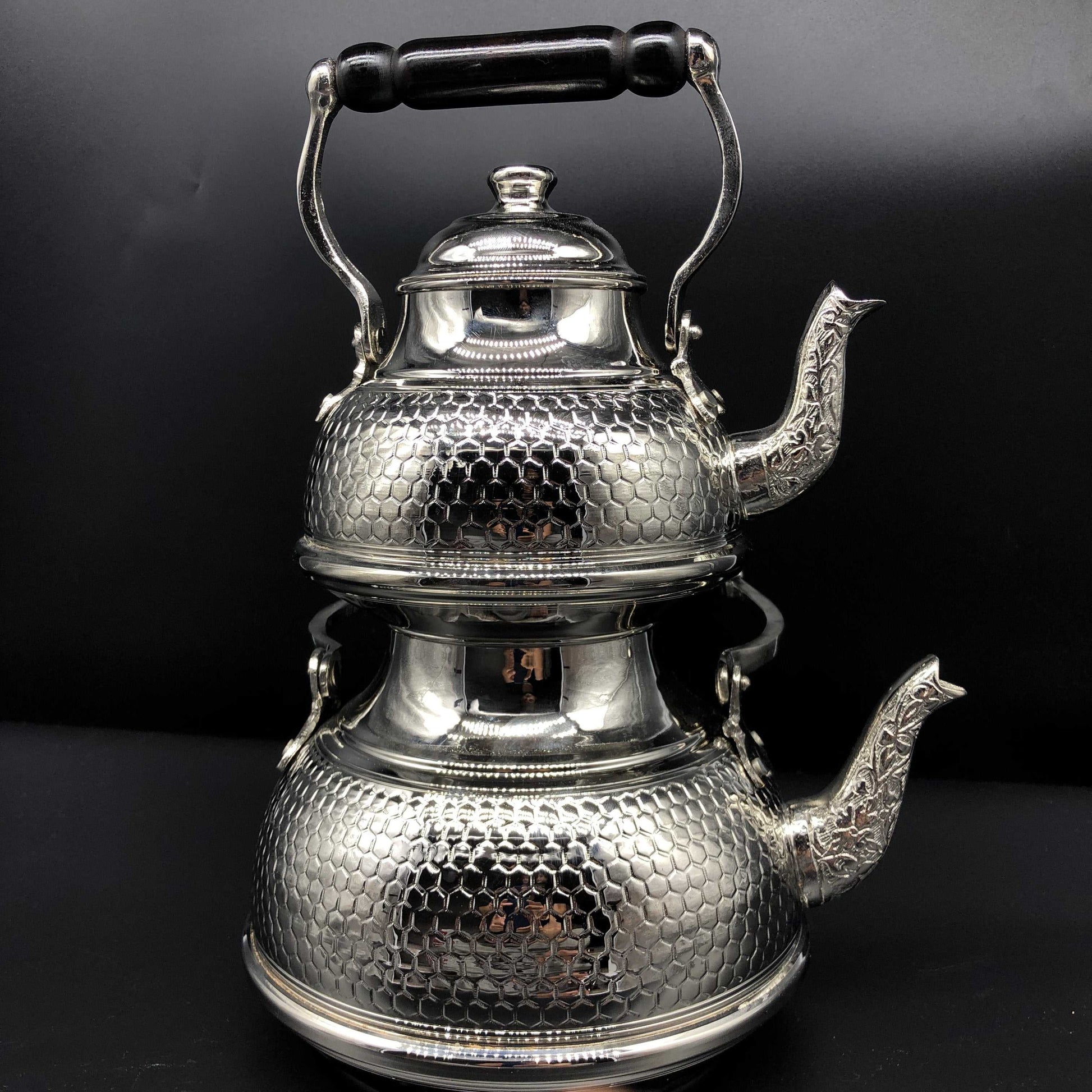 Heavy Copper Turkish Double Kettle Tea Pot