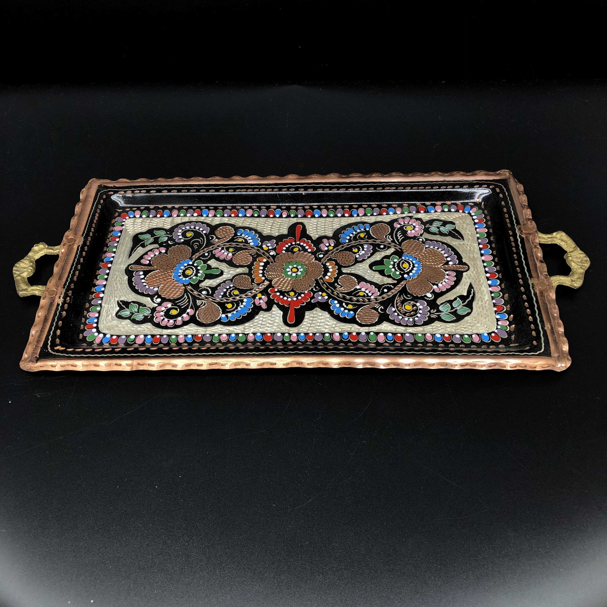 Turkish Rectangle Tray  handpainted colored