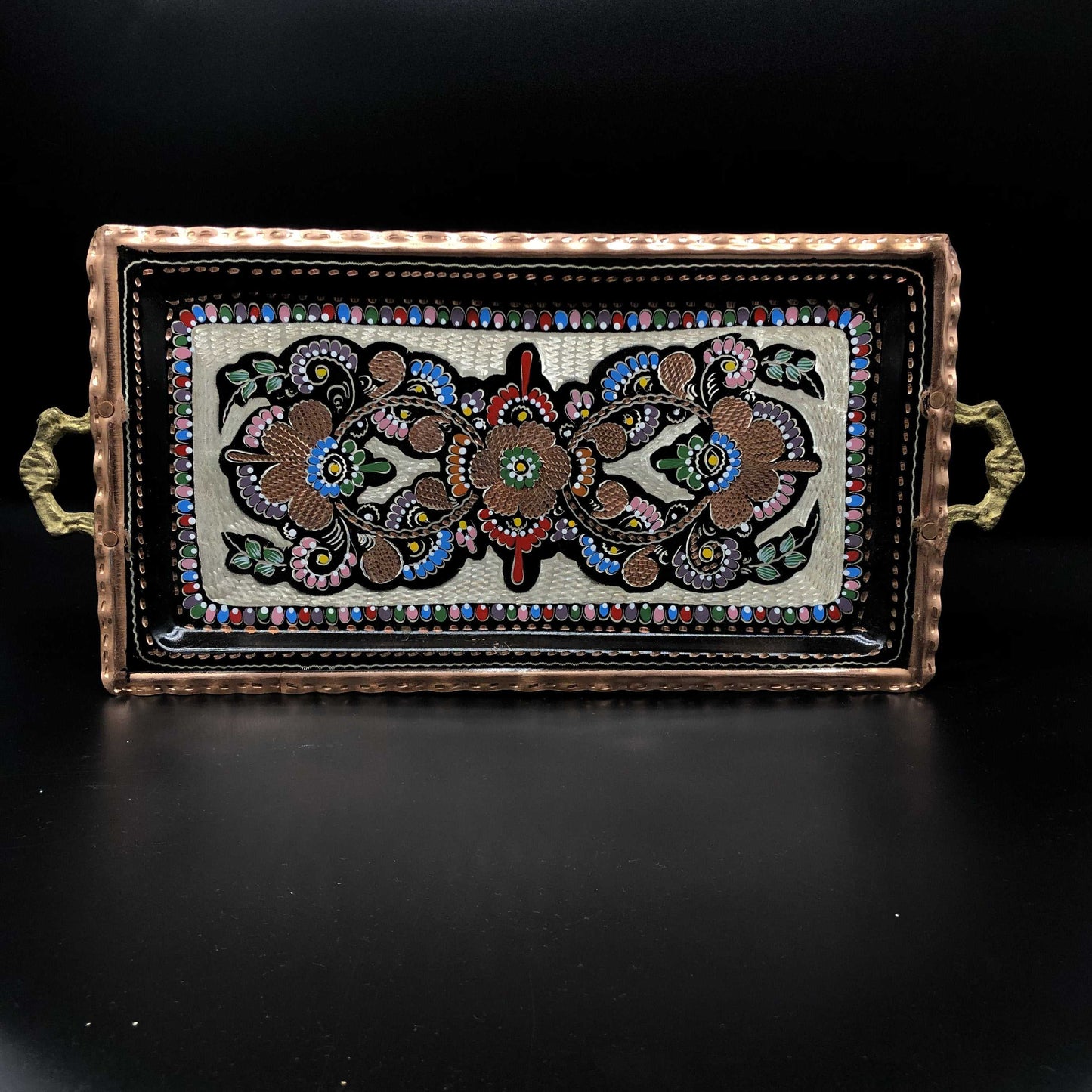 Turkish Rectangle Tray  handpainted colored