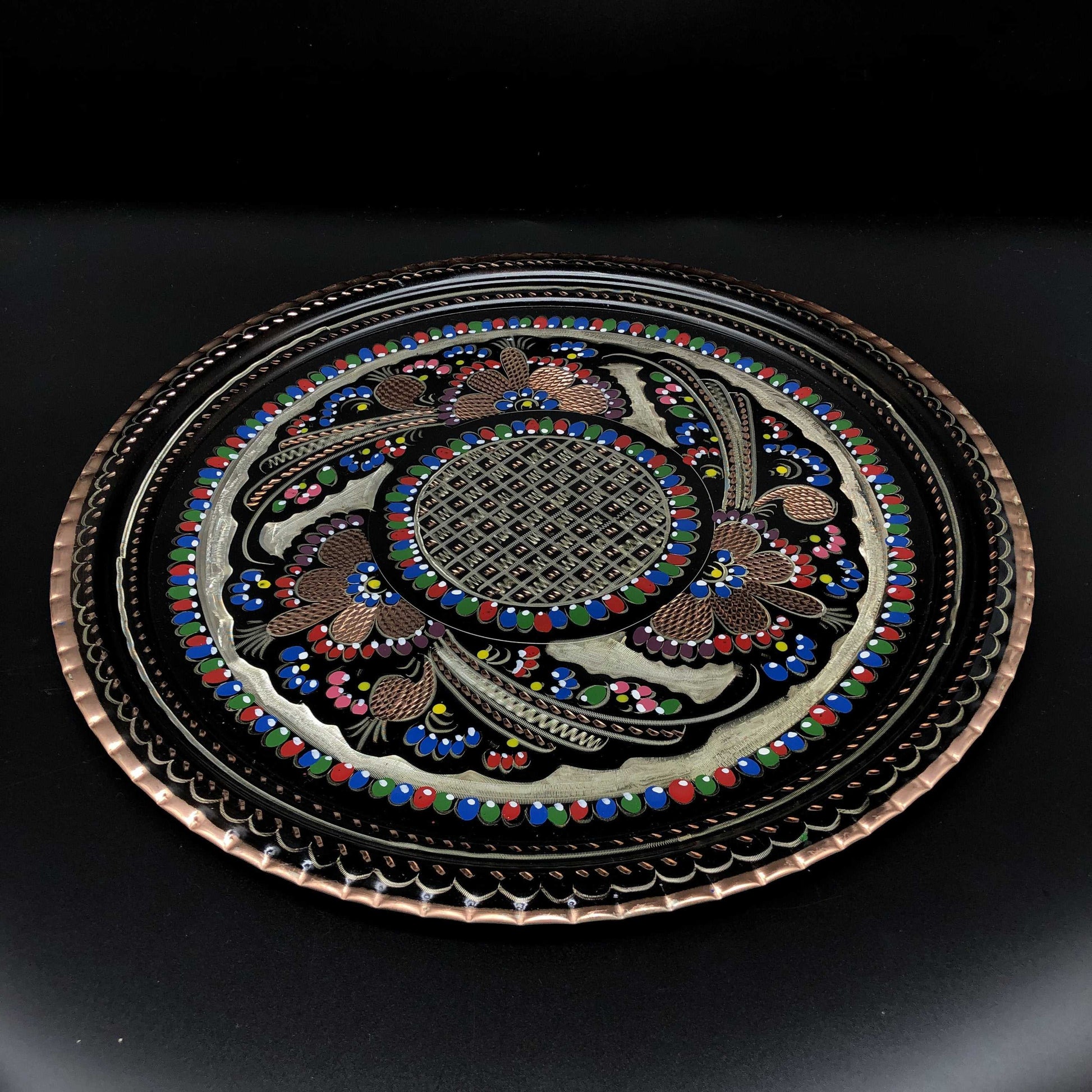 Turkish Round Tray  and handpainted colored