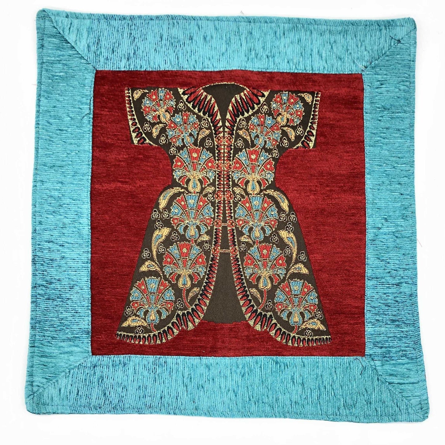 Ottoman Pillow , Blue in Red Caftan