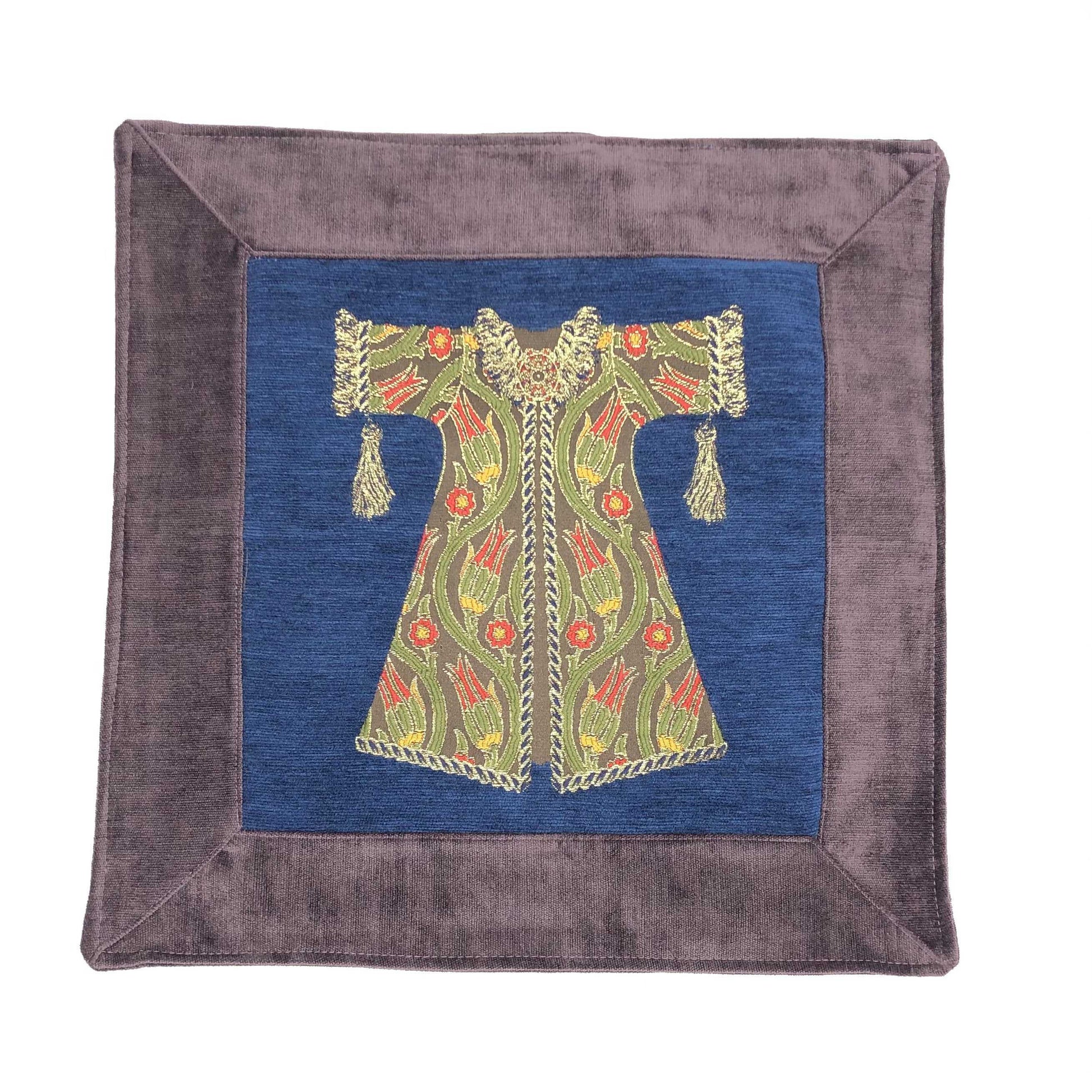 Ottoman Pillow , Gray in Blue Caftan