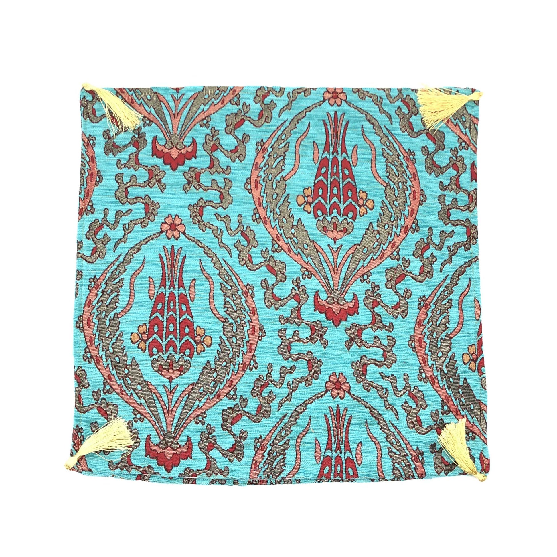 Ottoman Pillow , Turquoise Tulip