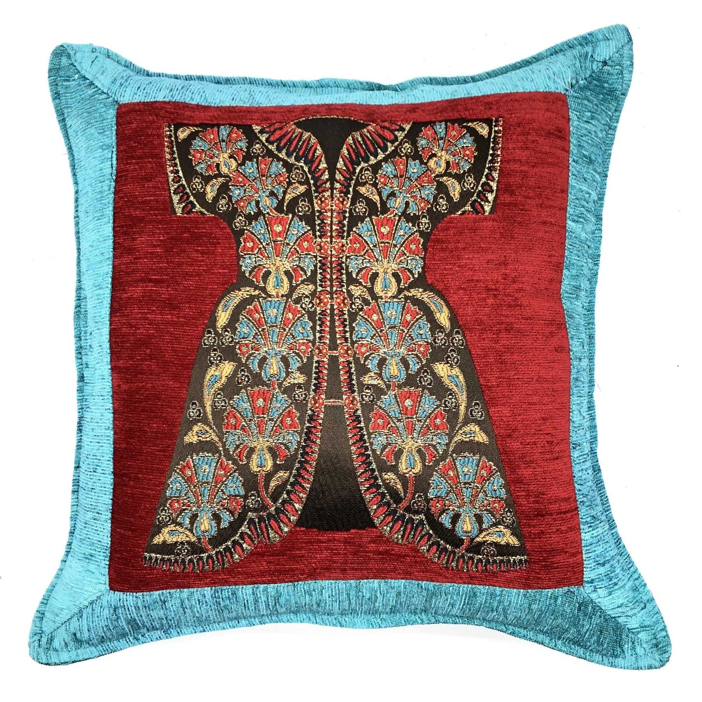 Ottoman Pillow , Blue in Red Caftan