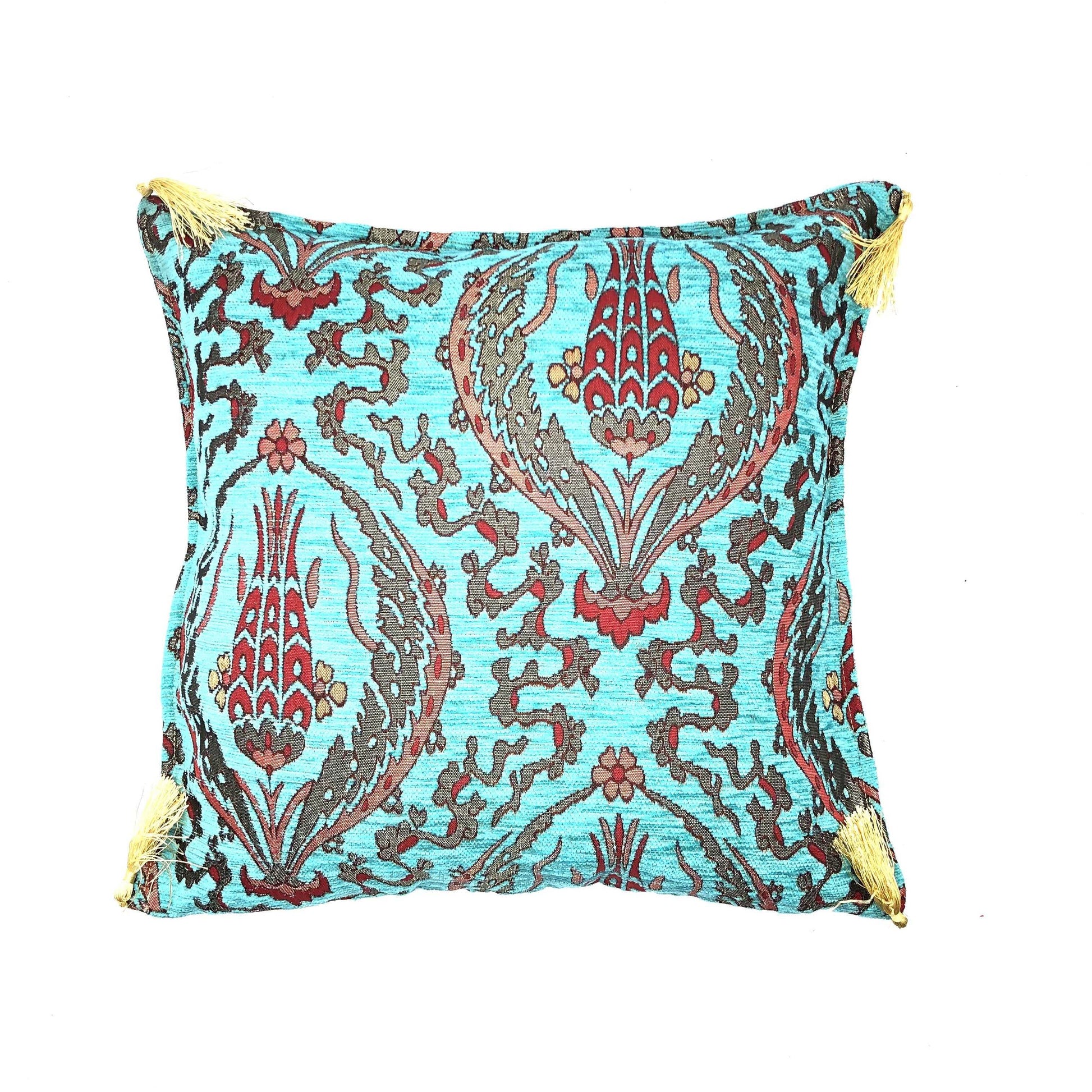 Ottoman Pillow , Turquoise Tulip