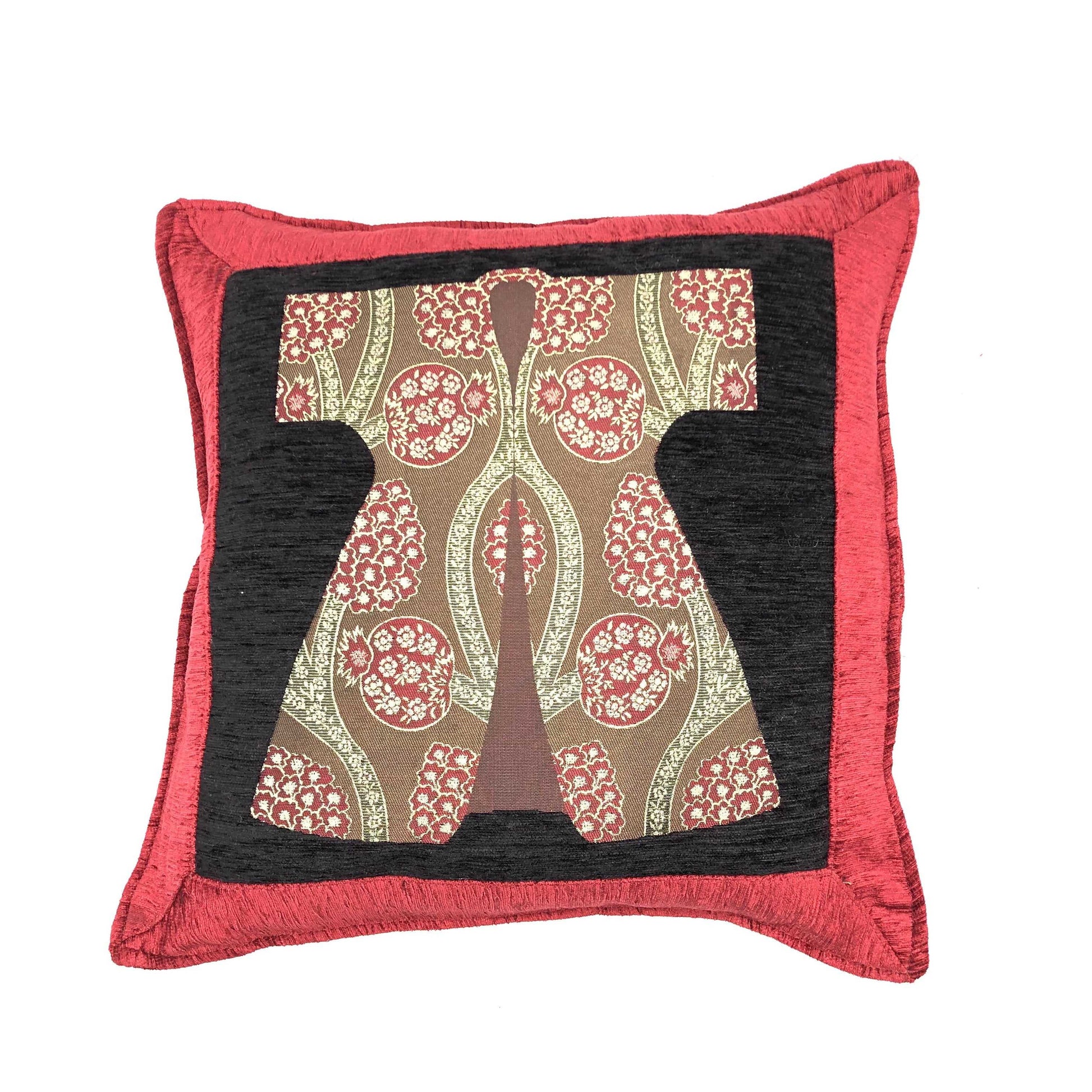 Ottoman Pillow , Red in Black Caftan