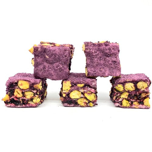 Square Turkish Delight Milky and Black Mulberry Cream with Pistachio