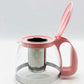 Pink Group Serve Glass Tea Pot with Infuser