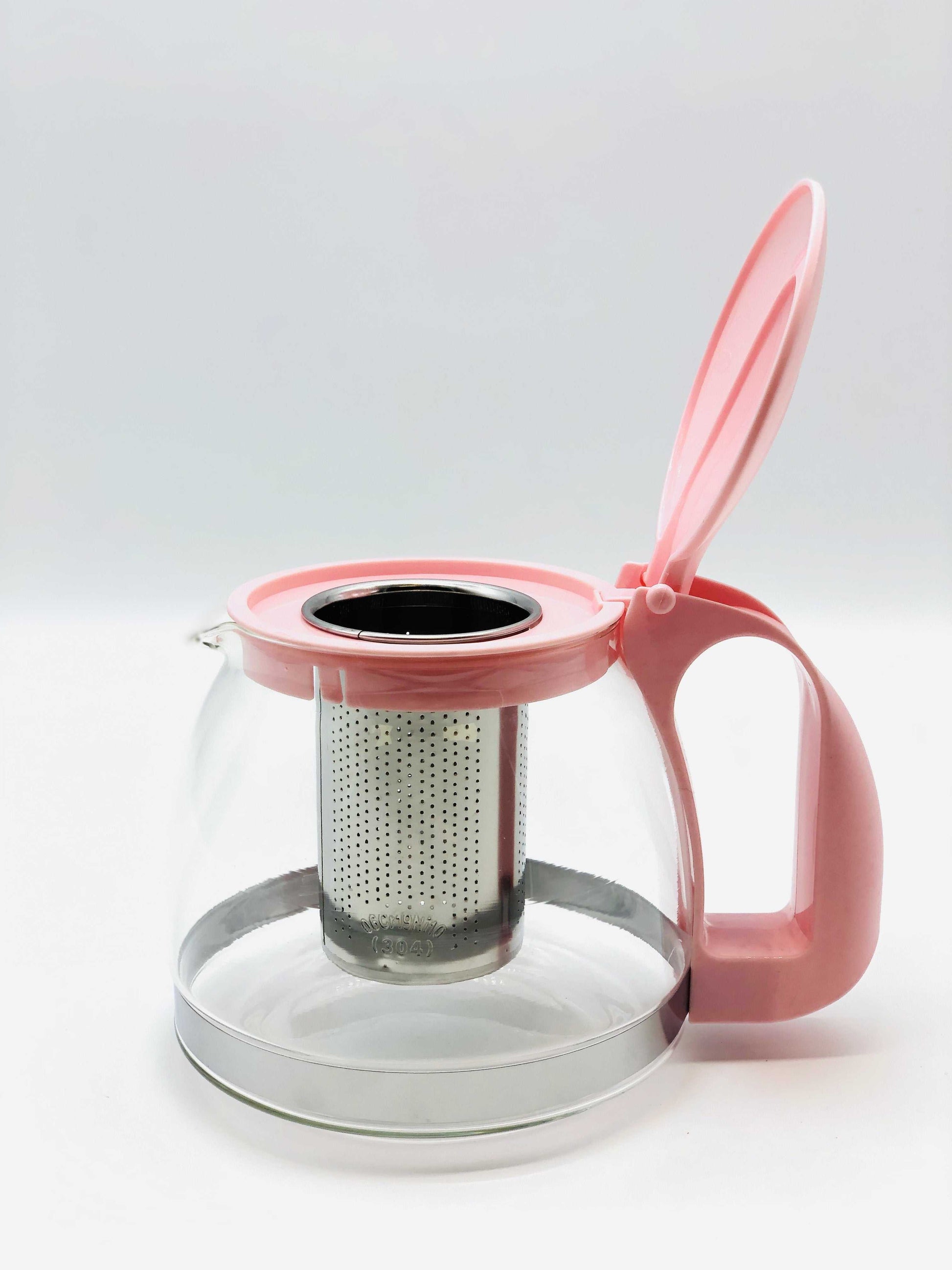 Pink Group Serve Glass Tea Pot with Infuser