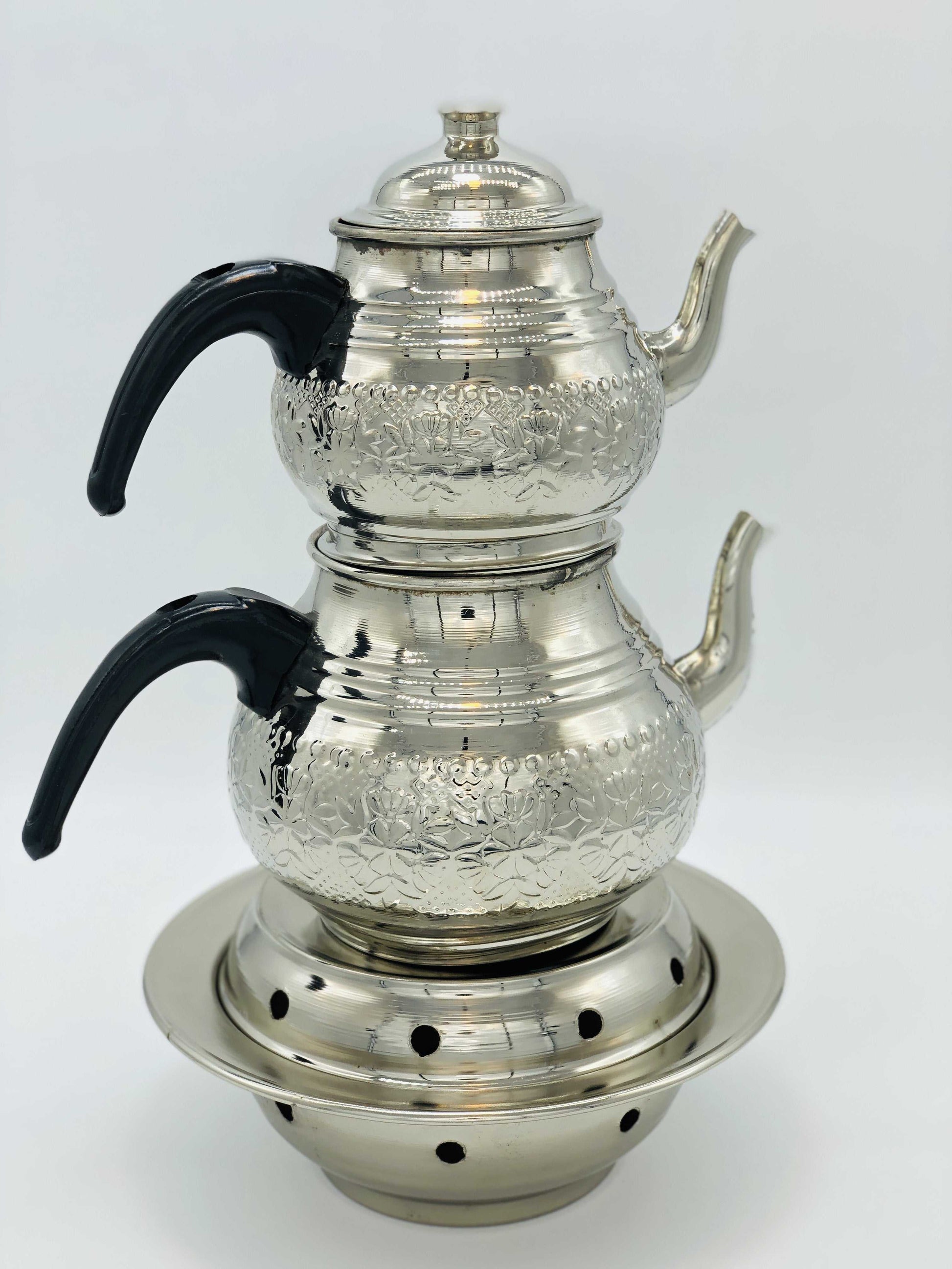 Silver Coloured Copper Double Tea Pot