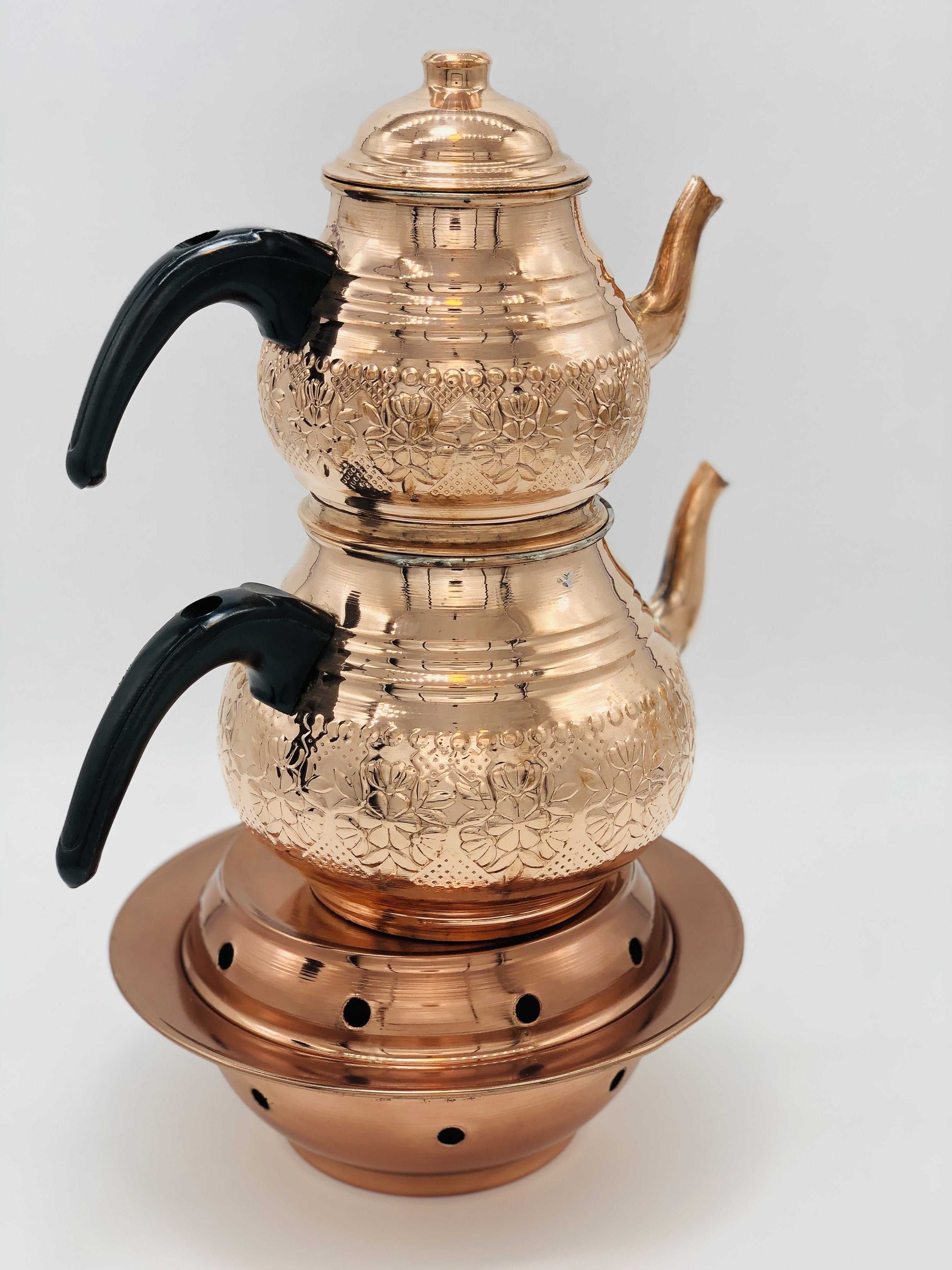 Copper Double Tea Pot with Tea Warmer – Bosphorusshopping