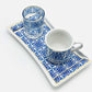 One Person Turkish Coffee Set Blue Mallow Flower