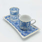 One Person Turkish Coffee Set Blue Mallow Flower