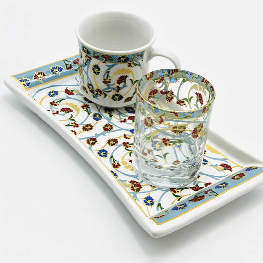One Person Turkish Coffee Set Red and Blue Clove