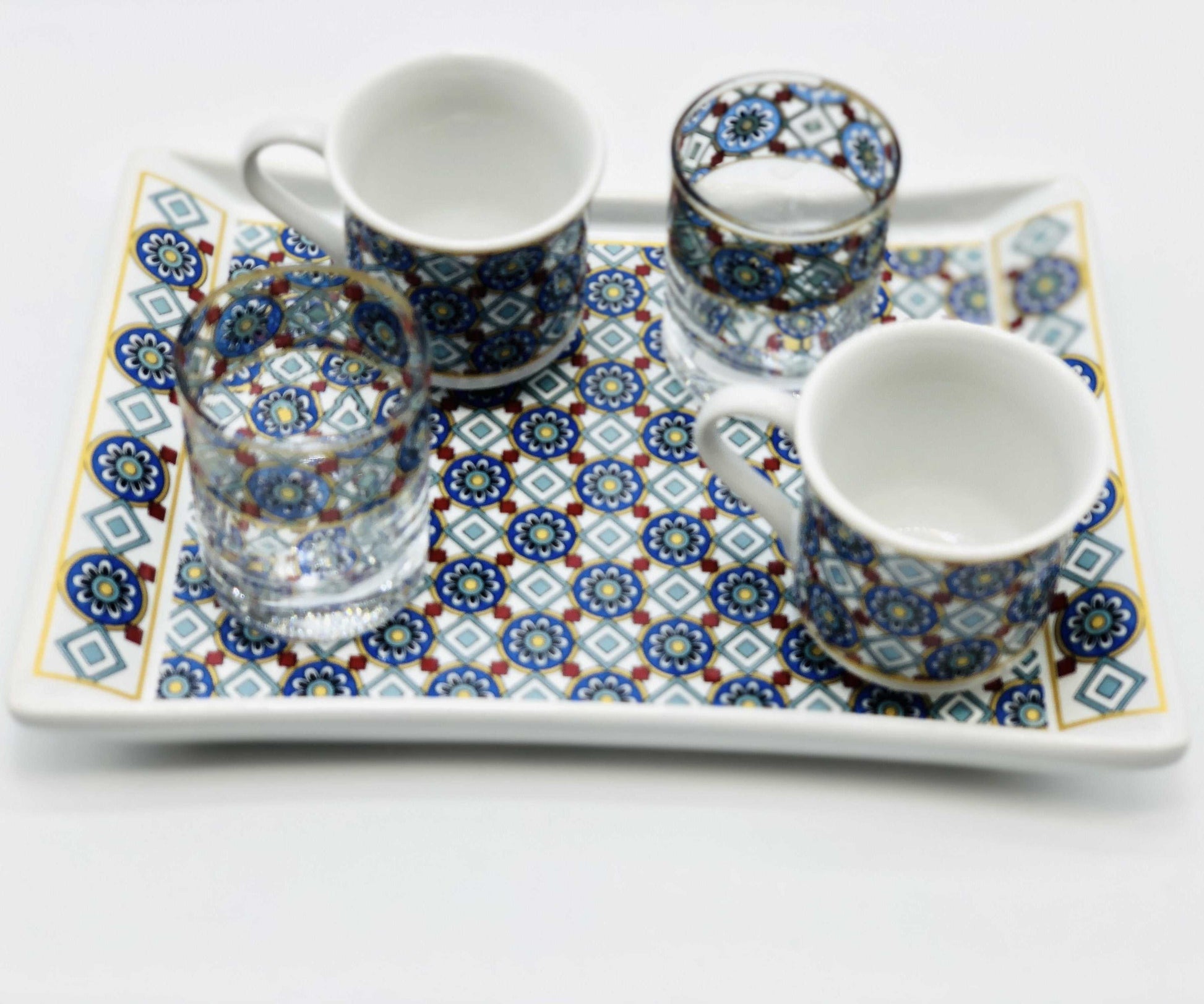 Two Person Turkish Coffee Set Blue Chamomile