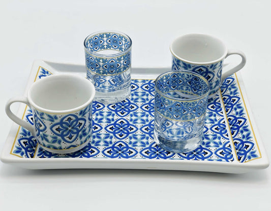 Two Person Turkish Coffee Set Blue Mallow