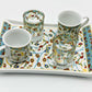 Two Person Turkish Coffee Set Red and Blue