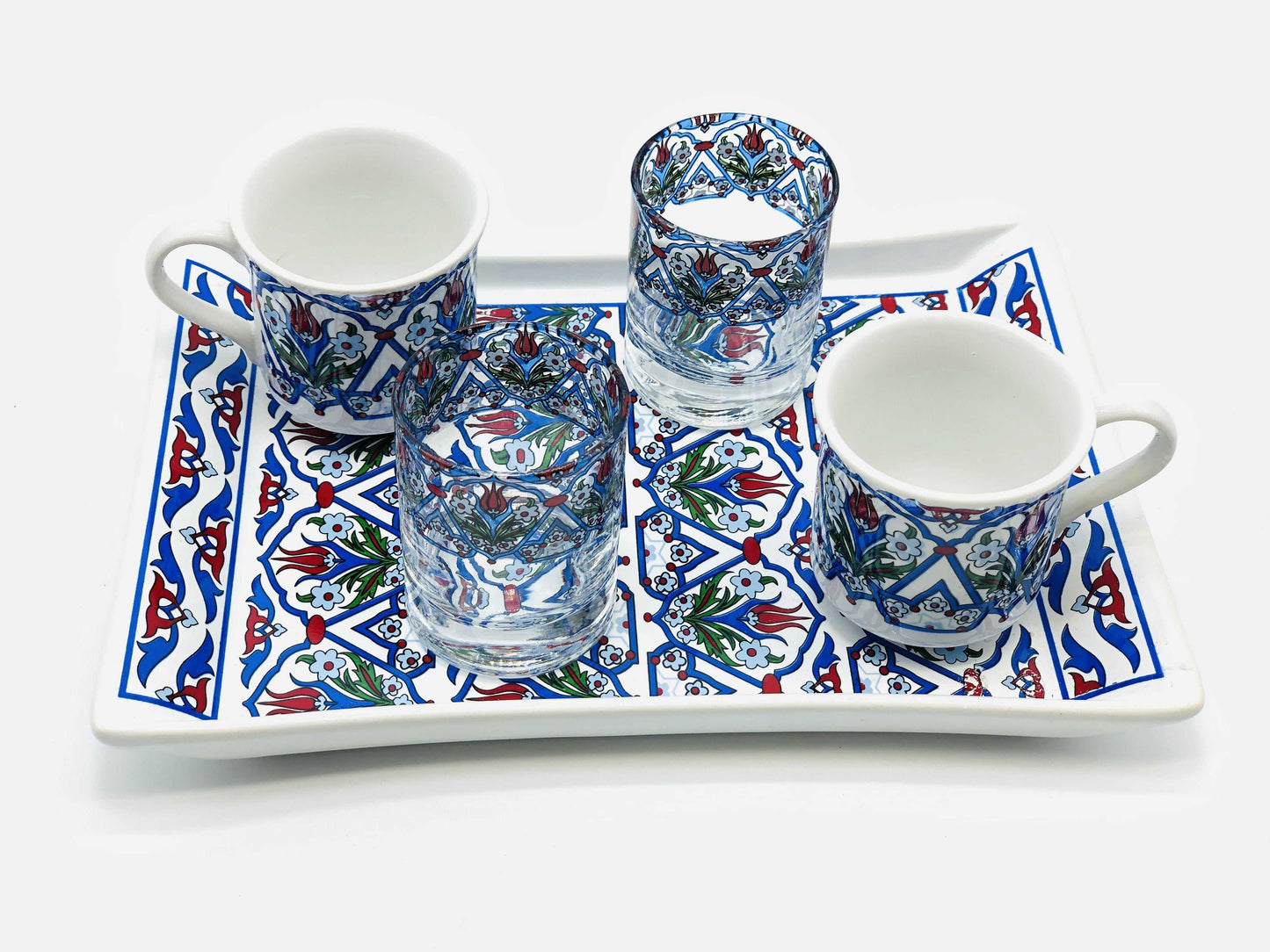 Two Person Turkish Coffee Set Blue Tulip