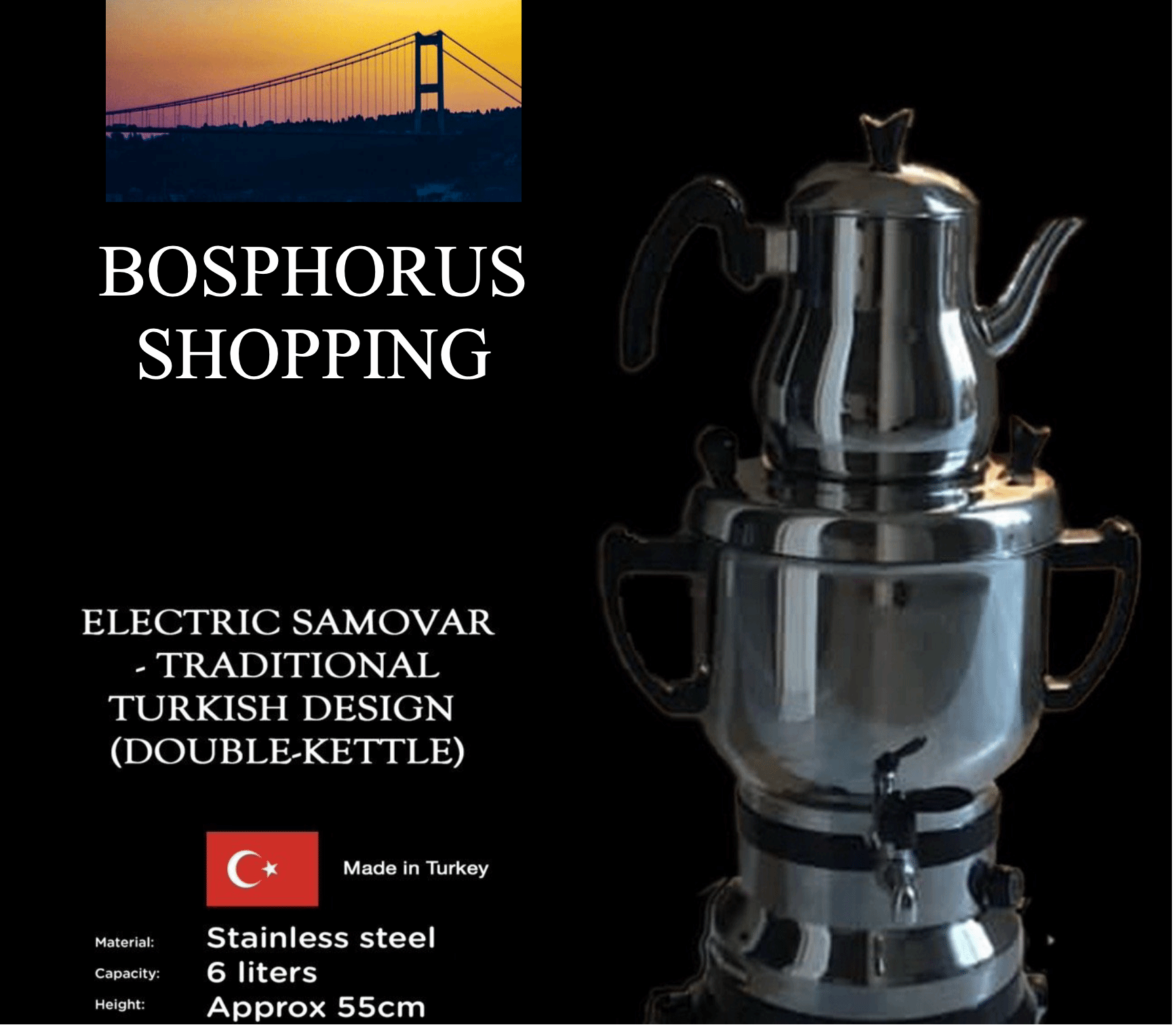 Electric Samovar Double Kettle Stainless